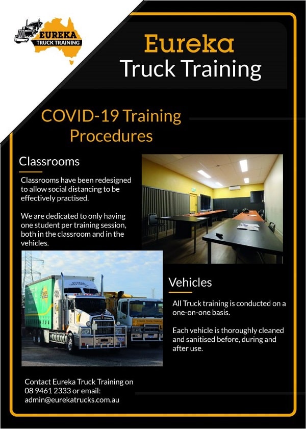 Eureka's Truck Training notice and procedures of COVID-19 and as one of the image of the 'covid-19 training procedures' blog.