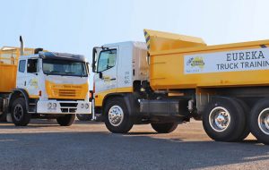 2 Eureka trucks parked and facing each other and as the featured image of the 'roundabouts' blog.